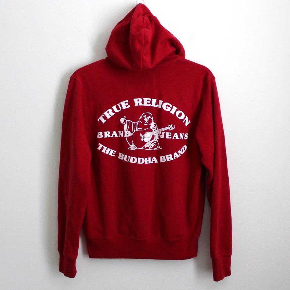 True Religion Buddha LS Zip Up Fleece Hoodie Red Long sleeve